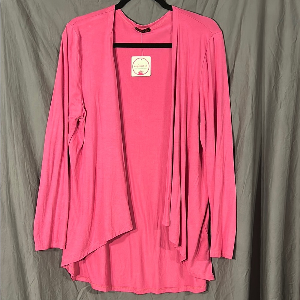 Women's Pink Open Front Cardigan Sweater